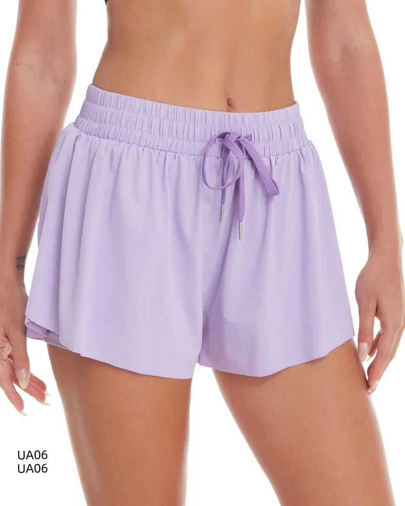 Breathable Women's Sports Shorts - Elastic Drawstring Waist.