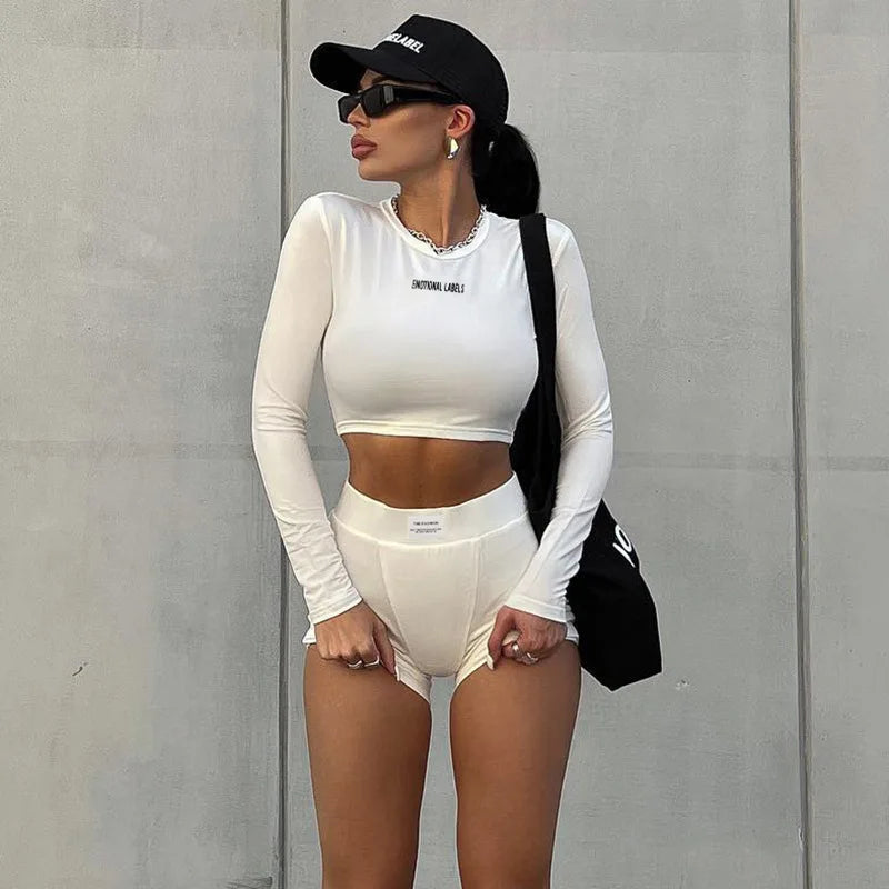 Spring/Summer Round Neck Long Short sleeved / Two-piece