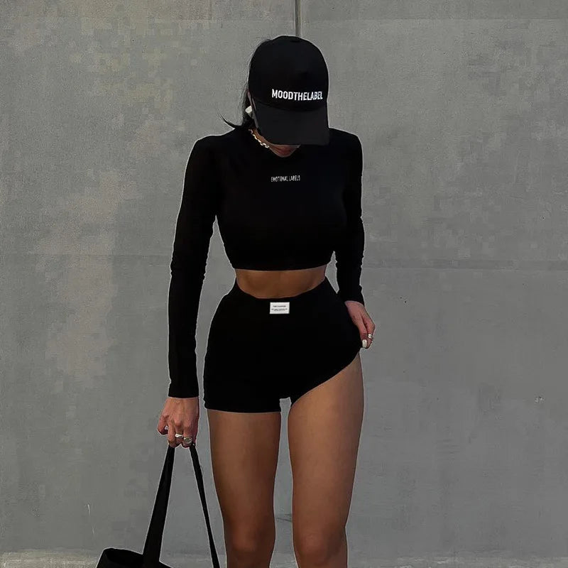 Spring/Summer Round Neck Long Short sleeved / Two-piece