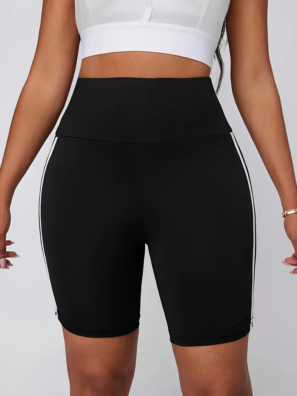 High Waist Butt Lifting Side Stripes Women's Sports Shorts