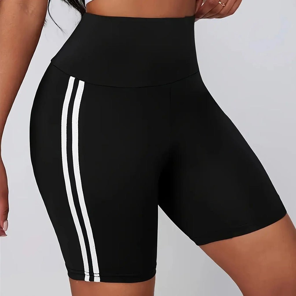 High Waist Butt Lifting Side Stripes Women's Sports Shorts