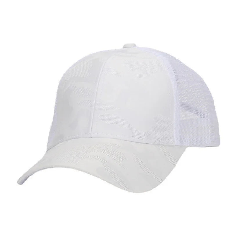 Summer camouflage baseball cap with loose ponytail ventilation mesh cap for outdoor sports