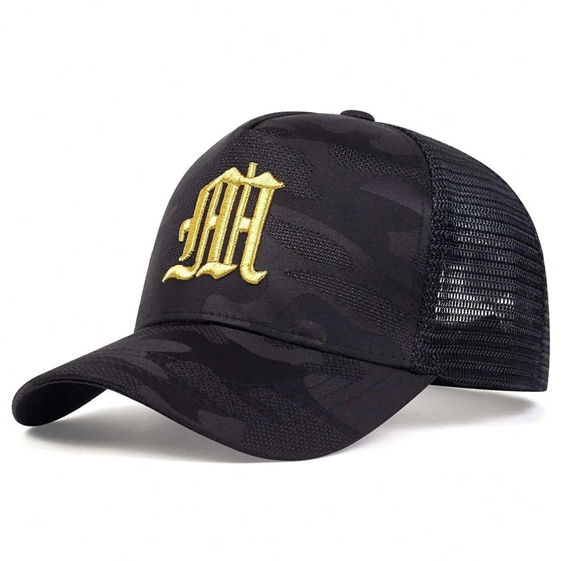 Fashion M Letter Camouflage Embroidery Baseball Net Caps