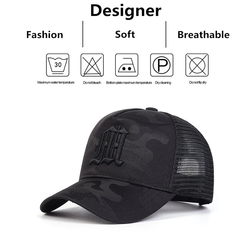 Fashion M Letter Camouflage Embroidery Baseball Net Caps