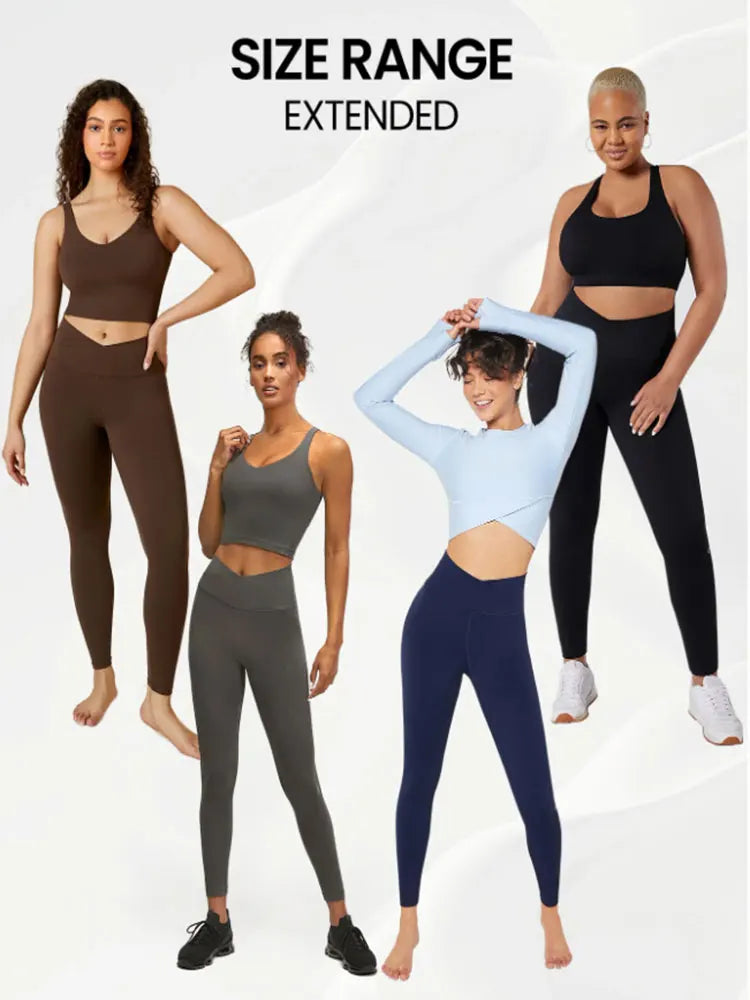 Solid Color Front Cross Waist Sports Pants Elastic Breathable