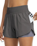 Women's High-Waisted 2-in-1 Shorts with Zipper Pocket