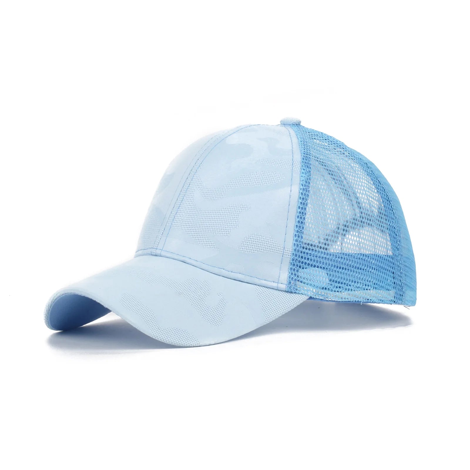 Summer camouflage baseball cap with loose ponytail ventilation mesh cap for outdoor sports