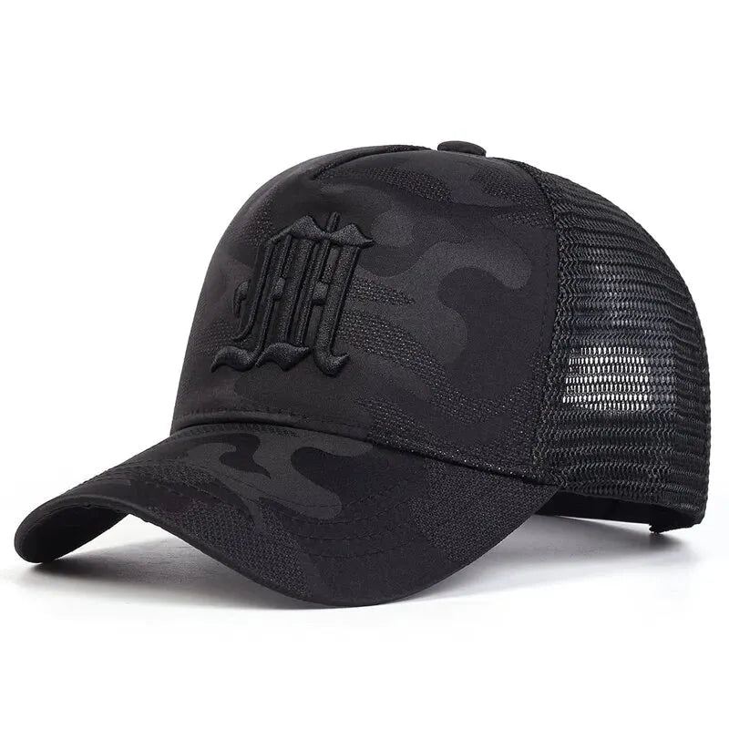 Fashion M Letter Camouflage Embroidery Baseball Net Caps