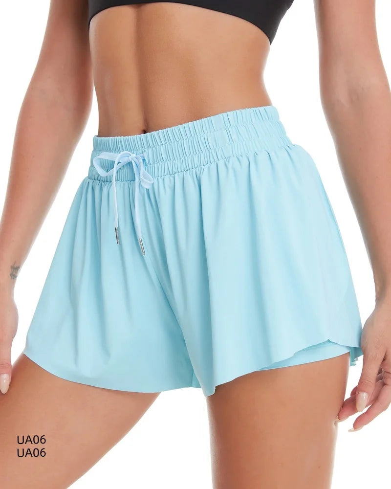 Breathable Women's Sports Shorts - Elastic Drawstring Waist.
