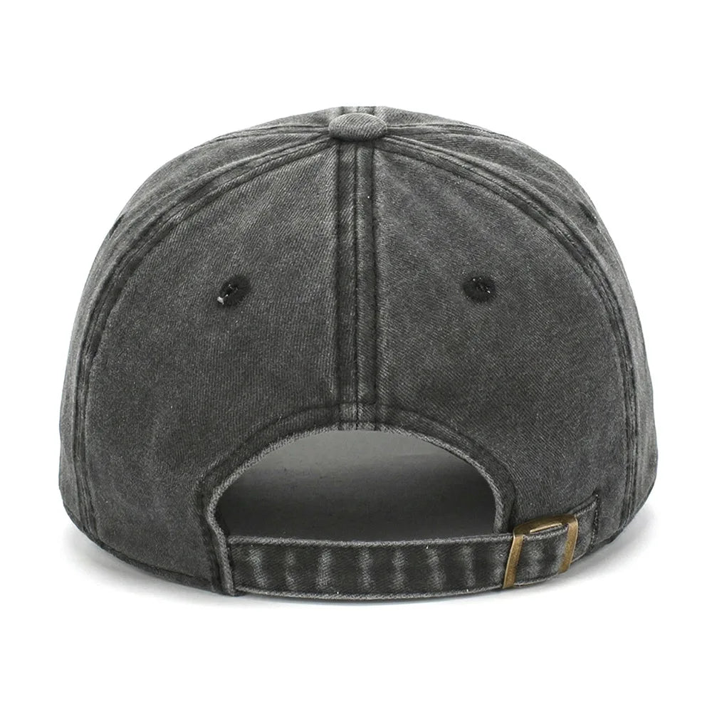 New washed cotton retro baseball cap - DUKE letter embroidered beanie