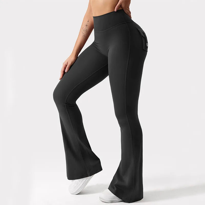 Women Wide Leg High Stretch with pockets Pant ﻿