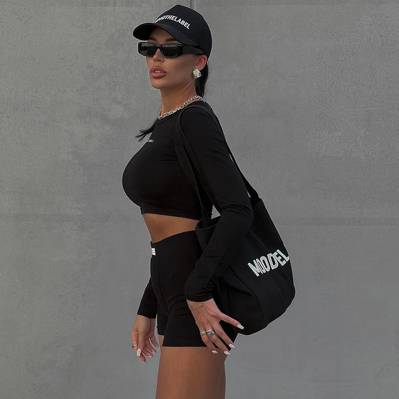 Spring/Summer Round Neck Long Short sleeved / Two-piece
