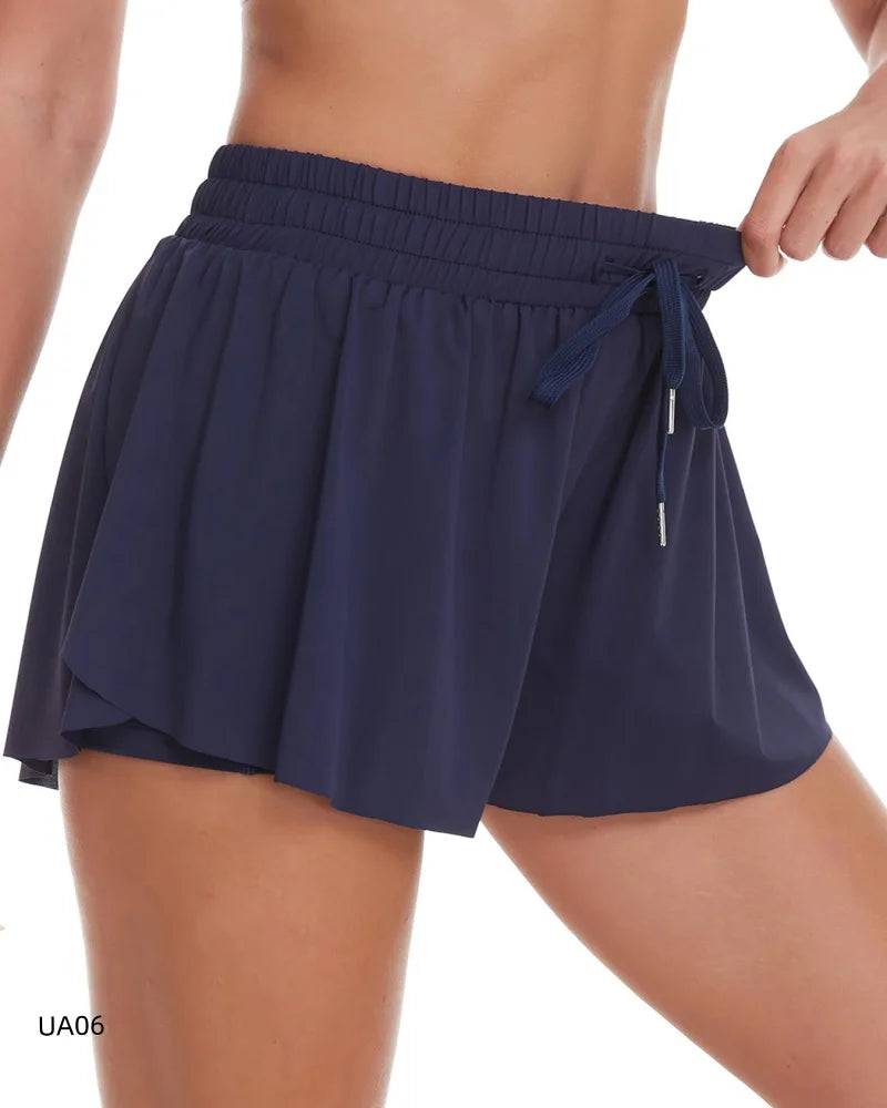Breathable Women's Sports Shorts - Elastic Drawstring Waist.