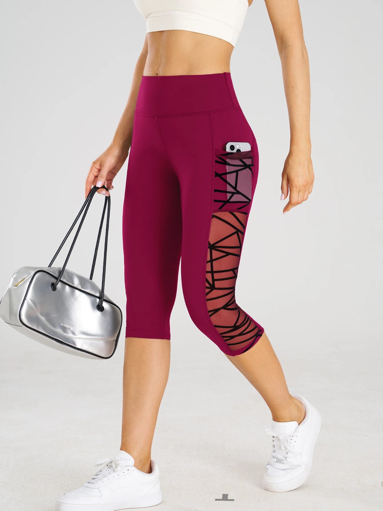 Cross-Mesh Pocket Yoga Crops