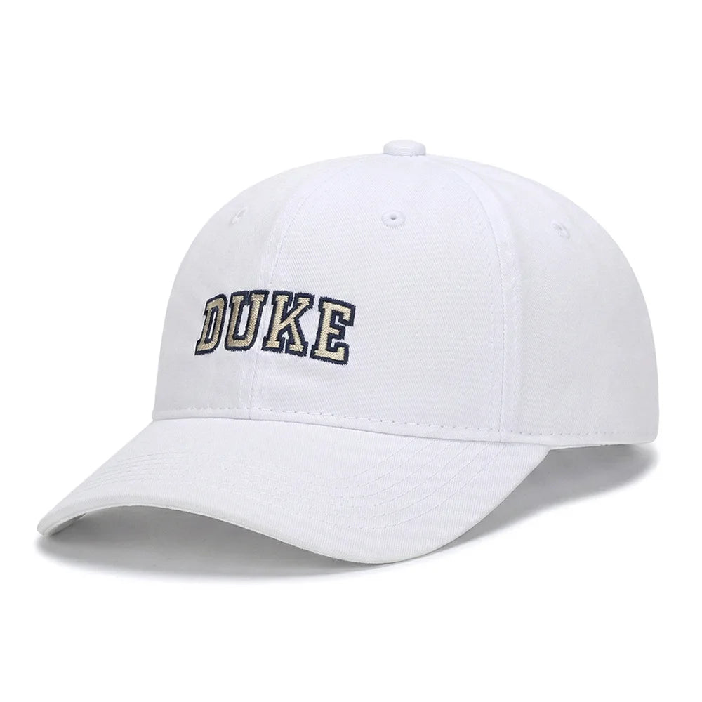 New washed cotton retro baseball cap - DUKE letter embroidered beanie