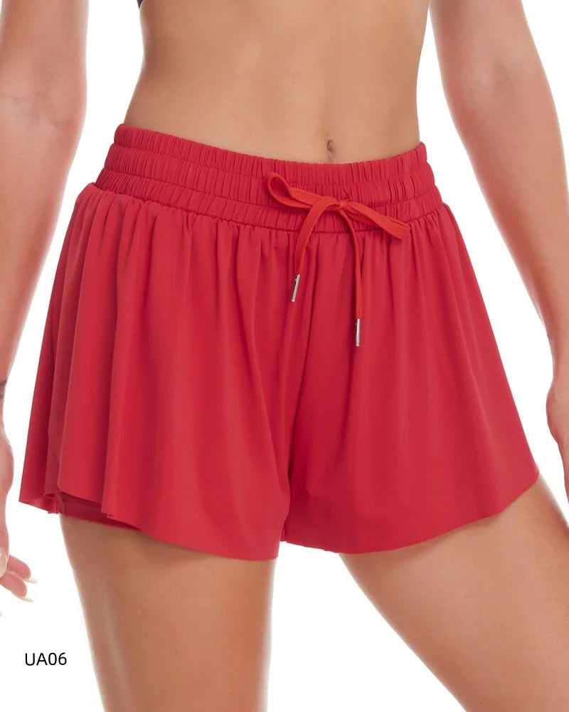 Breathable Women's Sports Shorts - Elastic Drawstring Waist.